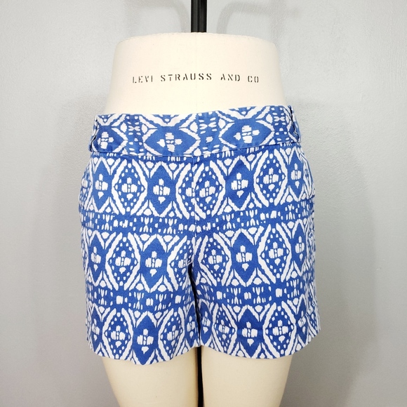 J. Crew Pants - J.Crew Stretch City Fit Geometric Blue Shorts